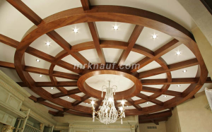 کناف سقف پذیرایی چوبی 